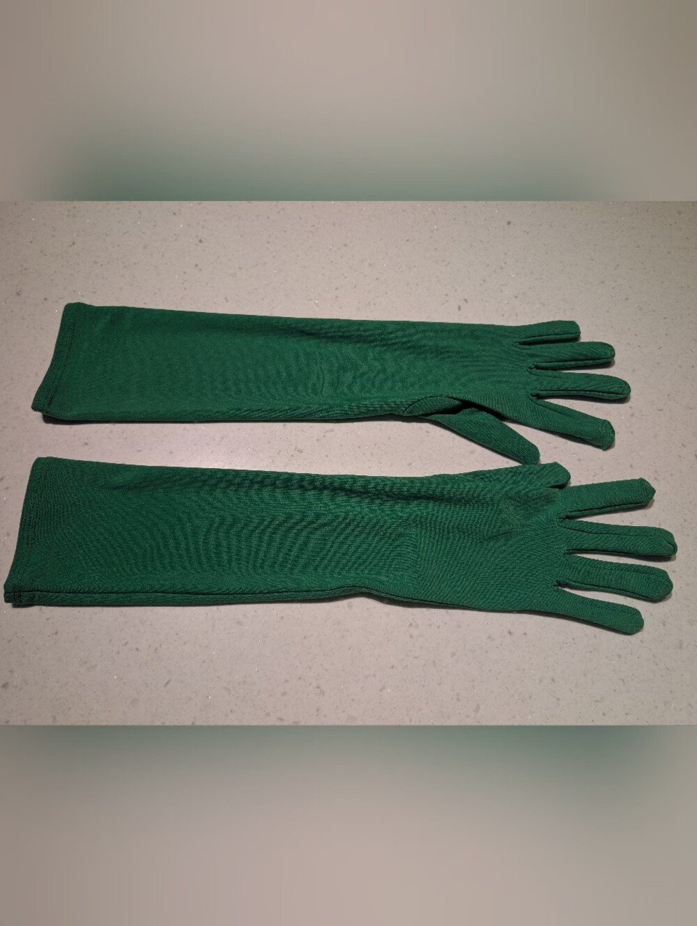Long Green Stretch Costume Gloves